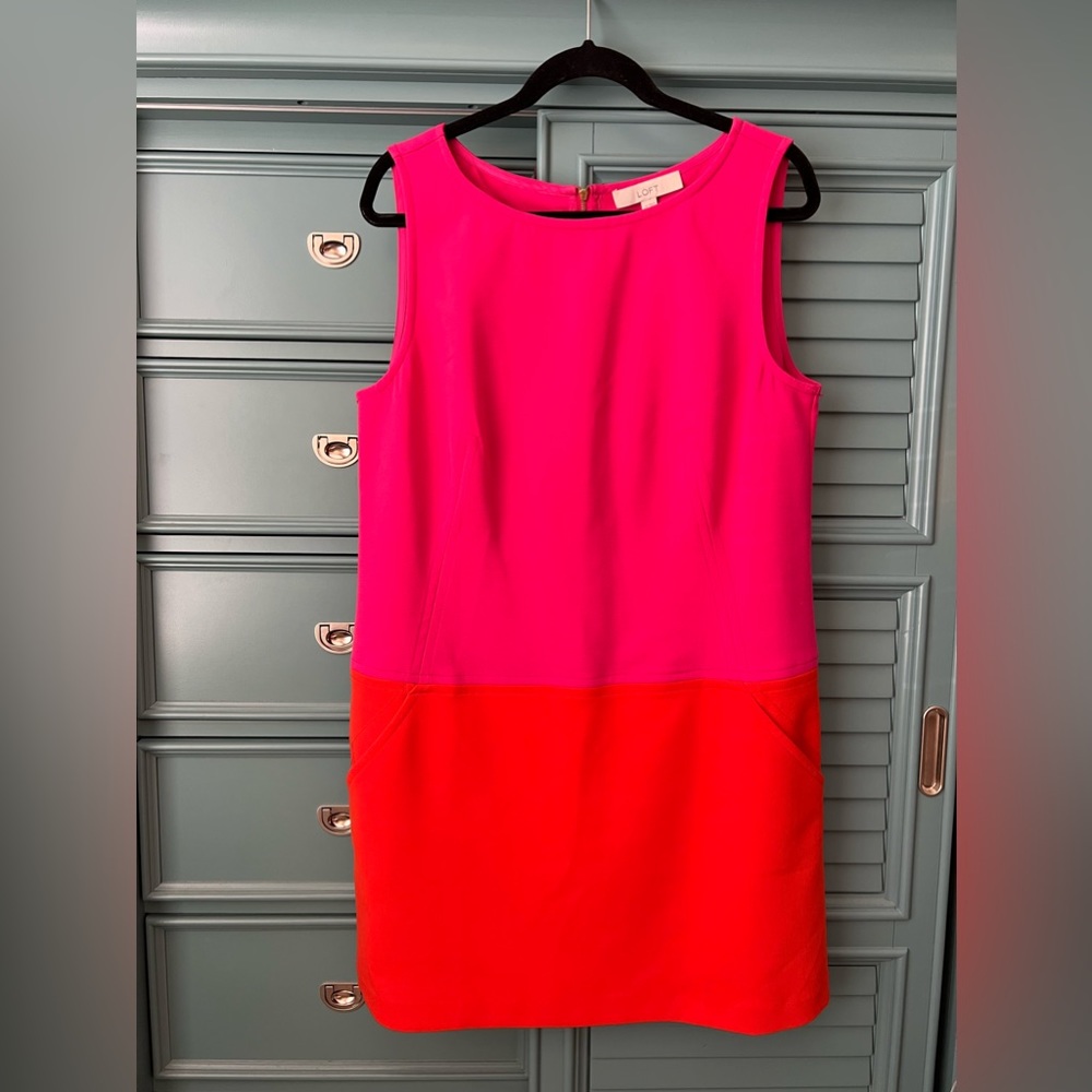 LOFT Colorblock Ponte Knit Dress (Size 14)